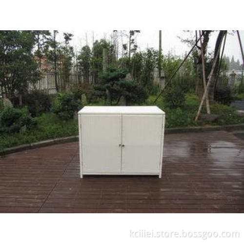 Resin Wicker Storage Box , Aluminum Frame White Rattan Cabi